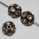 8 12mm Swarovski Rhinestone Balls Antique Brass B1231