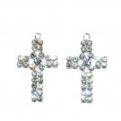 8 24X37mm Swarivski Rhinestone Silver Cross Pendant CS6