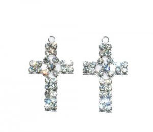 8 24X37mm Swarivski Rhinestone Silver Cross Pendant CS6
