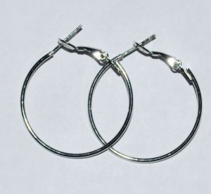 5 Sets 1 1/8'' Rhodium Plated Hoop Earrings  - E48