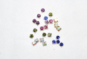 144 4mm Rhinestone Silver/Mix Color Slider Beads - T75