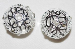 2 18mm Swarovski Rhinestone Silver balls Pendants - T54