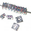 20 Swarovski Squaredelles 8x8mm Silver/Crystal AB (F)