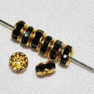 20 Swarovski Rondelles 5mm Gold/Jet Black  (F) -- SR559