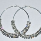 3.5'' Large Hoop Rhinestone Earrings Basketball Wives with 10mm Rondelles E30A
