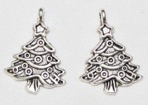 10  17x20mm Christmas Tree Charms Pendants - D16