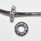 4 11mm Rhinestone Silver/Crystal Rondelles Beads -  D17