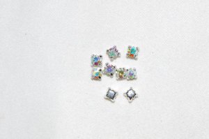 144 4mm Rhinestone Silver/Crystal AB Slider Beads - T72