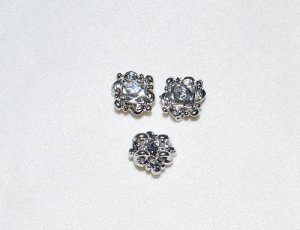10 10mm Swarovski Rhinestone Silver Slider Beads -  T69