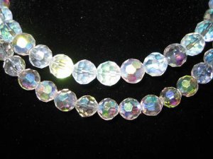 2  Strands 10mm Genuine Crystal Beads Faceted Clear AB