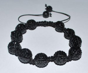 Swarovski Jet Black 12mm Pave Ball Shamballa Bracelet  AS80
