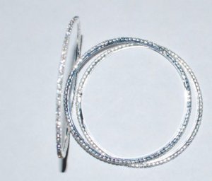 5 Beautiful Crystal Rhinestone Silver Bangle Bracelets 2 1/2"  - E22