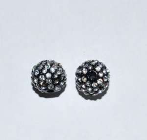 2 12mm Swarovski Rhinestone Ball Black / Clear  AS23