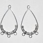 10 Rhinestone Silver Teardrop Drop 3-loops 25x45mm Q24
