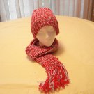 Loom knit baby blue and red had and scarf set