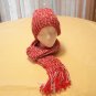 Loom knit baby blue and red had and scarf set