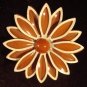 Enamel Flower Pin/Brooch Brown/White STUNNING!