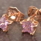 9k Rose Gold Filled Pink Crystal Star Earrings