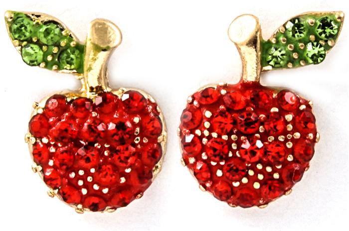 Red Crystal Apple Earrings