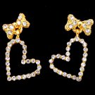 Bow and Clear Crystal Stud Filled Heart Earrings
