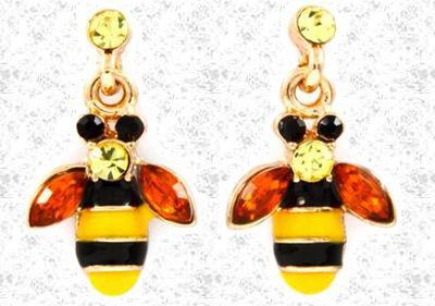 Crystal stud Bumblebee Drop Earrings
