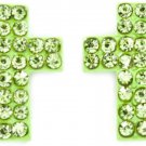 Lime Crystal Cross Earrings