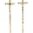 Crystal Stud Cross Linear Earrings