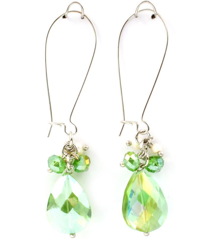 Lime Acrylic Teardrop Charm Earrings