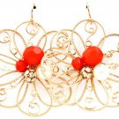 Daisy Filigree Red Crystal Accent Earrings