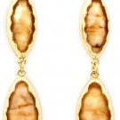 Navette Cut Faceted Natural Formica Linear Drop Earrings