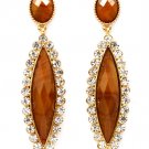 Faceted Navette Oval Formica Linear Earrings