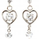 Elegant Glass Heart Stone Linear Drop Earrings