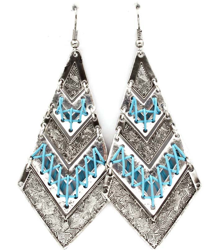 Turquoise Twine Accented Earrings