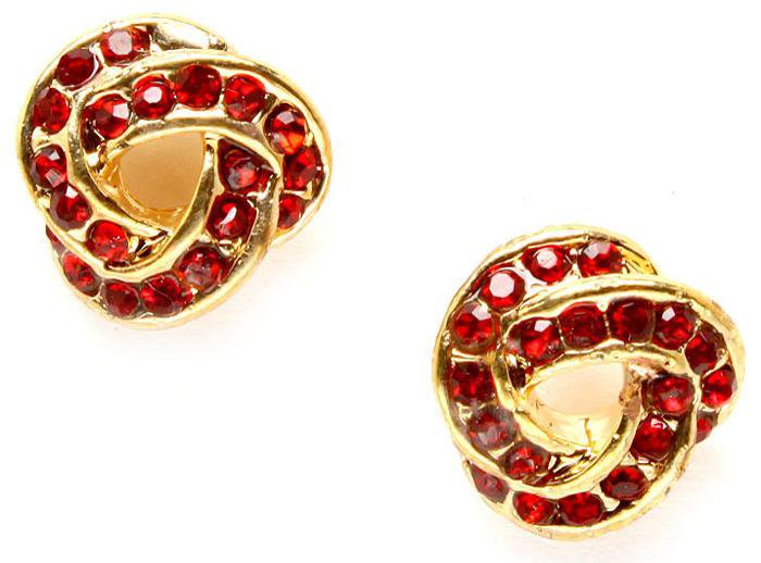 Ruby Red Crystal Knot Earrings