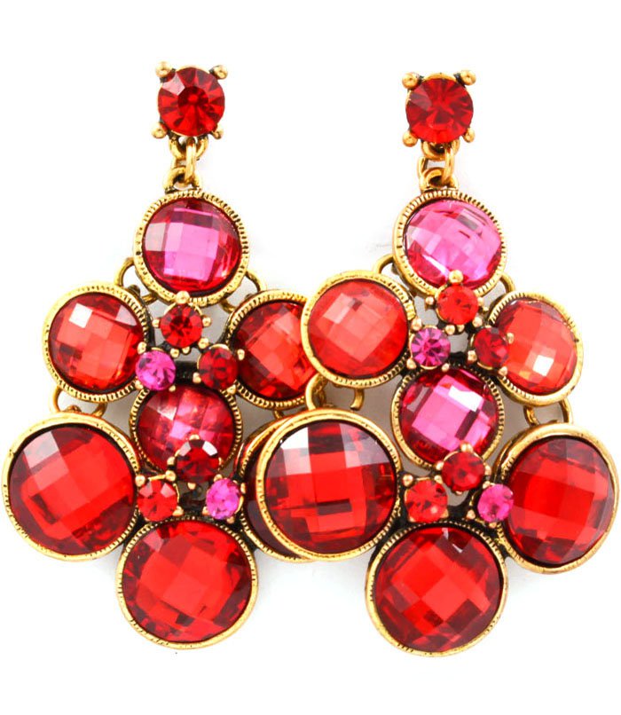 Ruby Red Crystal Drop Earrings