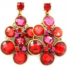 Ruby Red Crystal Drop Earrings