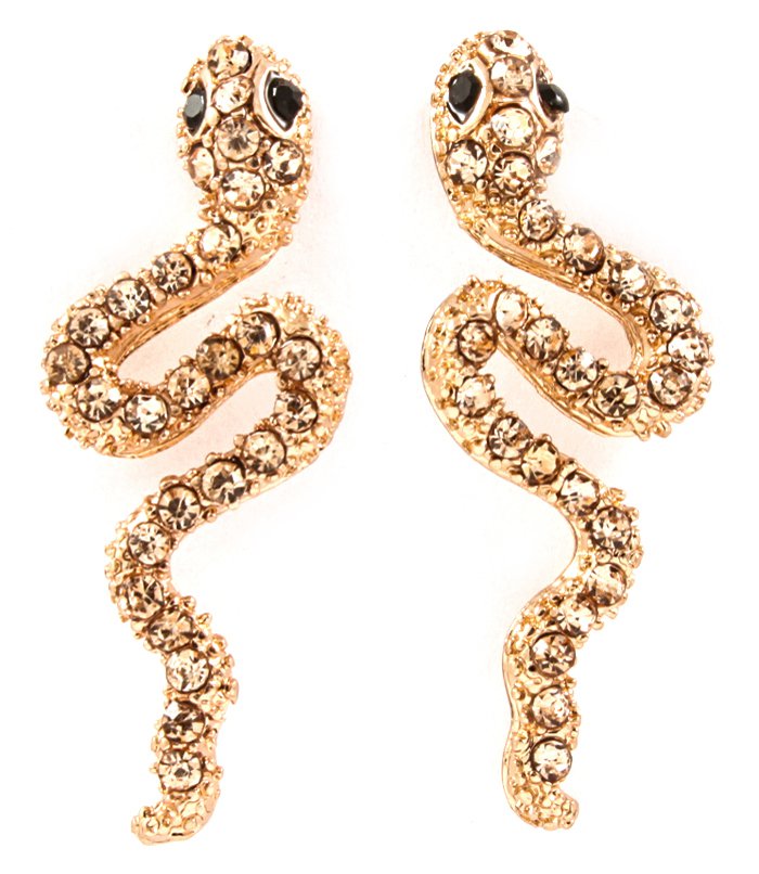 9k Rose Gold Filled Crystal Snake Earrings