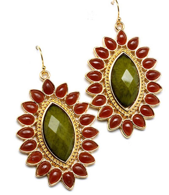 Sunflower Jade Bead Accent Earrings