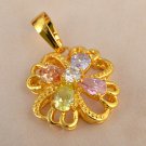 9k Gold Filled Cubic Zirconia Flower Pendant