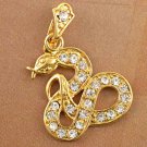 9k Gold Filled Cubic Zirconia Snake Pendant