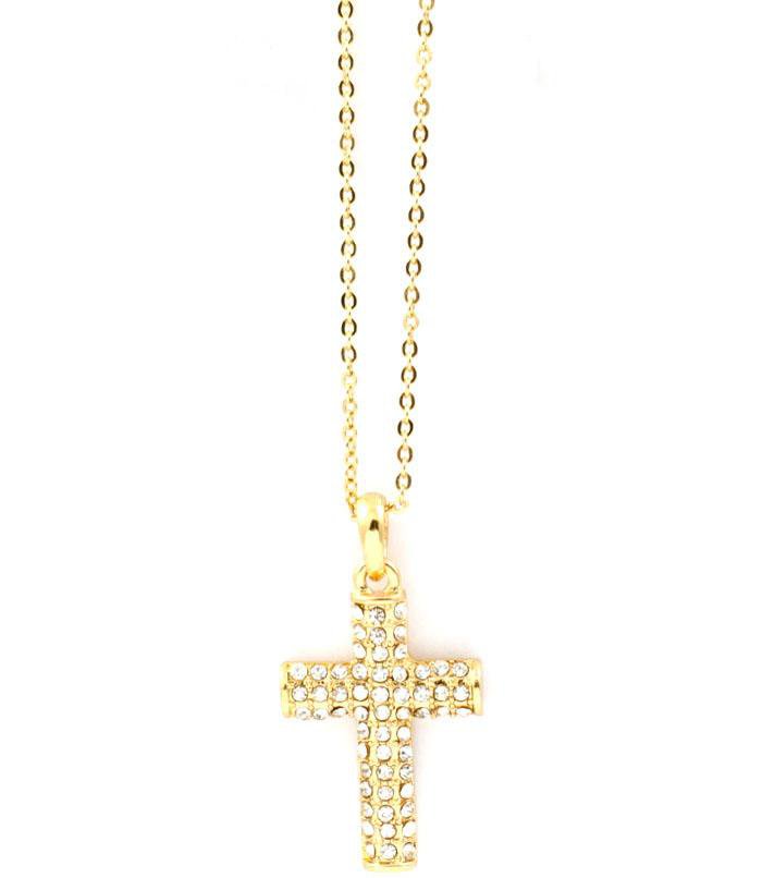 Clear Glass Cross Pendant Necklace