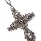 Gray Crystal Cross Pendant Necklace