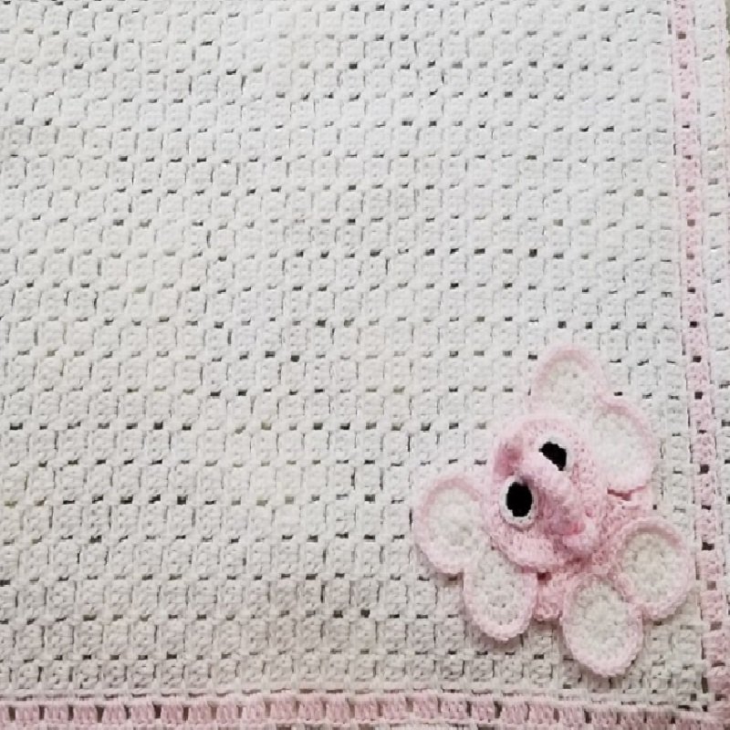 Pink Elephant Crochet Baby Blanket