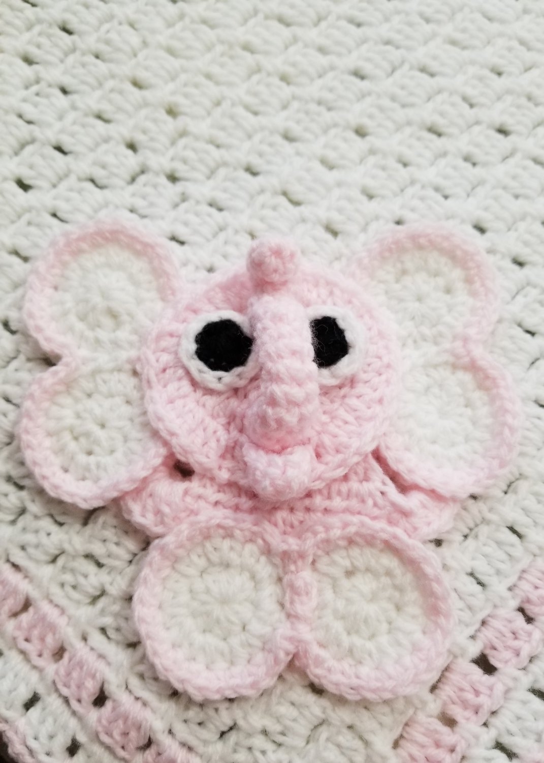 Pink Elephant Crochet Baby Blanket