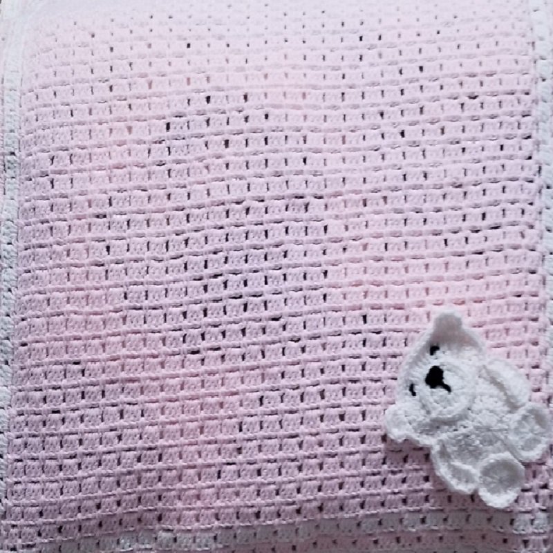 Pink Bear Crochet Baby Blanket