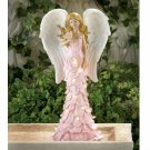 Solar Light-Up Pink Rose Angel Garden Statue