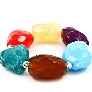 Formica Multi Pebble Stone Bead Stretch Bangle Bracelet
