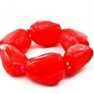 Formica Red Pebble Stone Bead Stretch Bangle Bracelet
