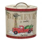 Country Christmas Tin with Lid