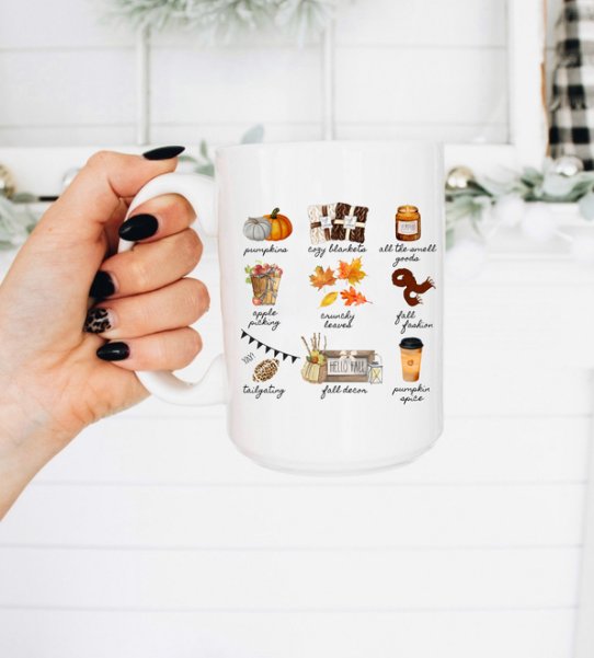 15 oz. Fall Decor Coffee Cup